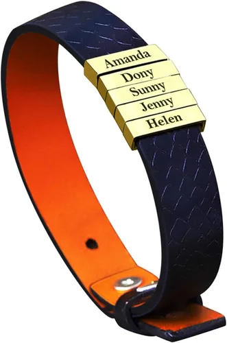 Vista 36 de Pulseras de cuero personalizadas para hombre con 1-6 nombres, pulsera trenzada personalizada con cuentas para papá, marido, día del padre, San