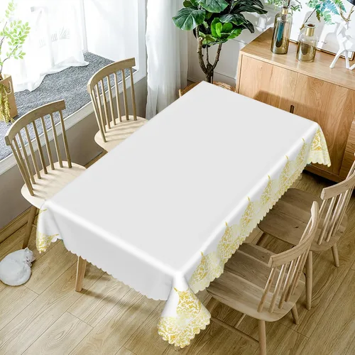 Vista 15 de Mantel rectangular floral de 52 x 70 pulgadas, color blanco y negro, estampado floral, a prueba de derrames y aceite, para cocina, comedor
