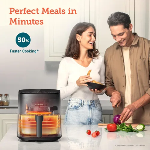 Vista 4 de COSORI Air Fryer Pro LE - Freidora de aire de 5 cuartos de galón, comidas rápidas y fáciles, hasta 450 ℉, silenciosa, 85% y hervidor eléctrico, olla