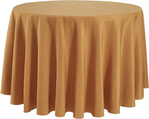 Vista 9 de Mantel redondo marfil Poliéster lavable Resistente a las arrugas 120 pulgadas Mantel de mesa de alta calidad para vacaciones, bodas, fiestas