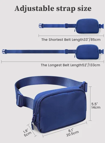Vista 5 de Meyfancy Riñonera para mujer, riñoneras, bolsas cruzadas con correa ajustable para correr, viajar, entrenar, impermeable, Azul (Peacock)