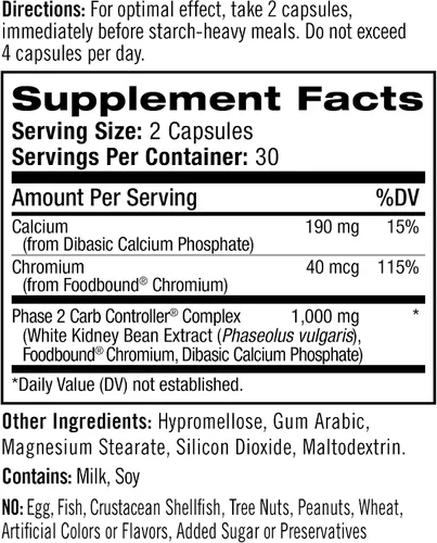 Vista 6 de Natrol Intercept de carbohidratos con cápsulas de control de carbohidratos de fase 2, extracto de frijol blanco, ayuda a controlar