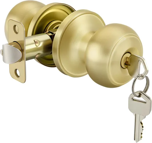 Vista 66 de Goldenwarm Pomos de puerta de paso de bronce champán, 1 paquete de pomos para puerta de armario interior, juego de perillas de puerta de paso