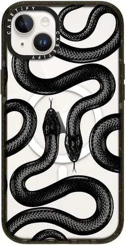 Vista 189 de CASETiFY Impact - Funda para iPhone 13 [protección contra caídas de 6.6 pies/compatible con Magsafe] Black Kingsnake, color negro transparente