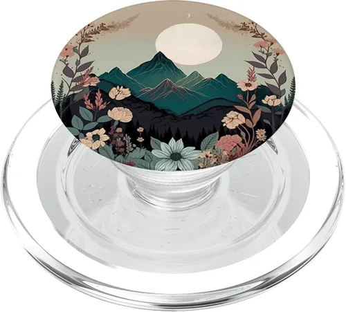 Vista 8 de Corona floral boho chic bosque naturaleza montaña lindo pastel PopSockets adhesivo PopGrip