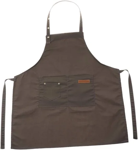 Vista 4 de misppro Delantal con pechera ajustable para cocinero de cocina unisex con parte delantera, Gris