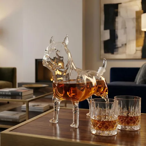 Vista 8 de French Bulldog & Pug - Decantador de whisky (16.9 fl oz) Jarra de vino, escocés y licor en forma de animal de primera calidad Utensilios de bar