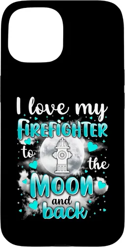 Vista 6 de Firefighter Wife I love my husband to the moon and back - Carcasa para iPhone 16