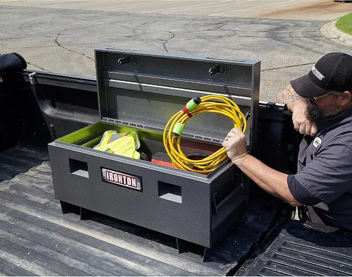 Vista 8 de Ironton Caja de sitio de trabajo de 36 pulgadas – Construcción de acero resistente con tapa bloqueable, cofre de almacenamiento de herramientas