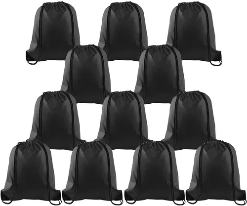 Vista 49 de KUUQA Mochila con cordón a granel, bolsas de almacenamiento para deporte, gimnasio, viajes, Negro, Viajar