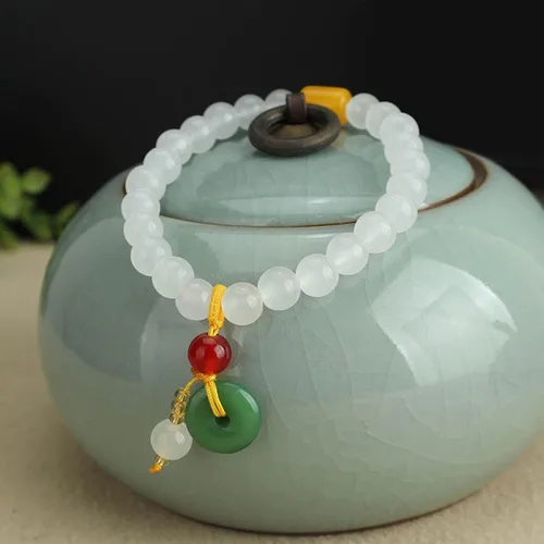 Vista 6 de Dcfywl731 Pulsera de piedra de jade natural hecha a mano para mujer, pulsera de mariposa de jade para mujer, ajustable, verde hetian jade, regalo