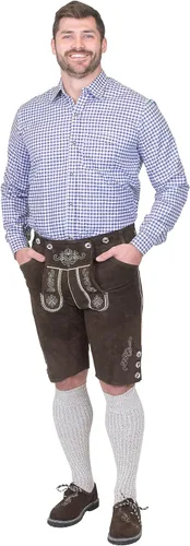 Vista 5 de Dirndl Trachten Haus Camisa de manga largamanga corta con botones a cuadros azules alemanes