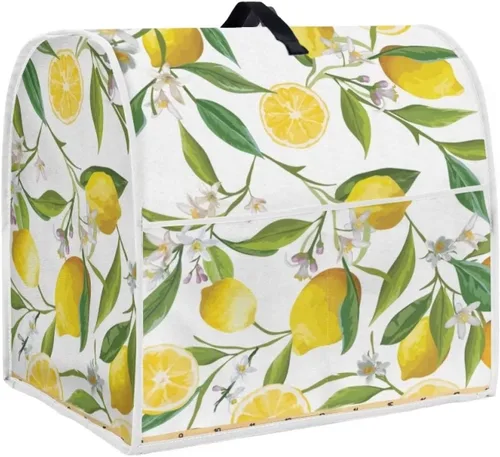 Vista 37 de Cubierta para mezclador de cocina con diseño de flores de pájaros, cubierta para procesador de alimentos con asa superior y bolsillo