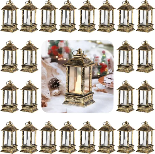 Vista 9 de Paquete de 24 mini linternas negras decorativas para interiores, para centro de mesa Battery Powered Small Led Lights Bulk, for Wedding, Table
