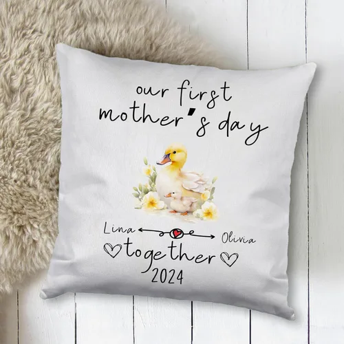 Vista 2 de Duck Mothers Day, Personalised Pillow Case Decor for Home, Present for Mom, Grandmother, for Her