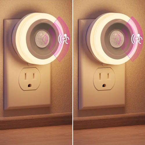 Vista 9 de Briignite - Luz nocturna con sensor de movimiento, luces nocturnas azules azules enchufables en la pared [2 Pack] Auto On/Off Motion Activation