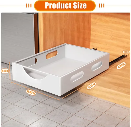Vista 7 de Organizador de armario extraíble fijo con adhesivo, estantes de almacenamiento de cajones deslizantes – 10.8 pulgadas de ancho x 15.15 pulgadas