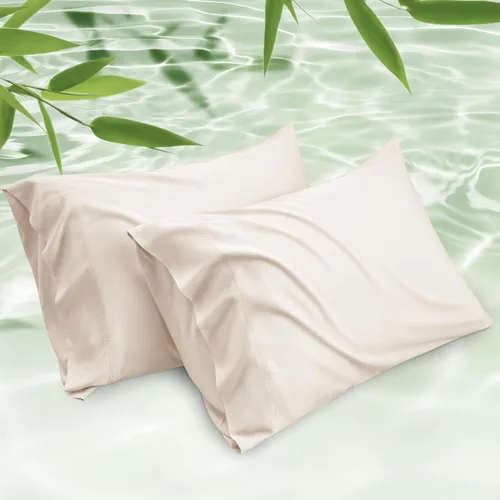 Vista 13 de Bedsure Fundas de almohada de tamaño estándar, fundas de almohada refrescantes, rayón derivado de bambú, color gris oscuro, juego de 2, fundas
