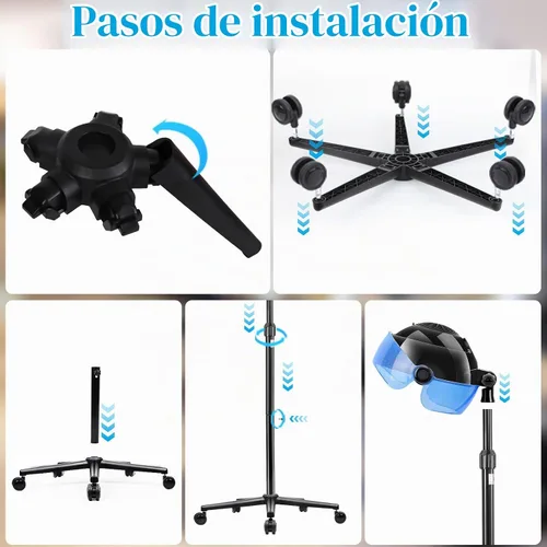 Vista 8 de Secador de pelo con capucha, secador de pelo de pie de 1500 W con ajustes de tiempo, controles táctiles y 3 modos de temperatura, secadora iónica