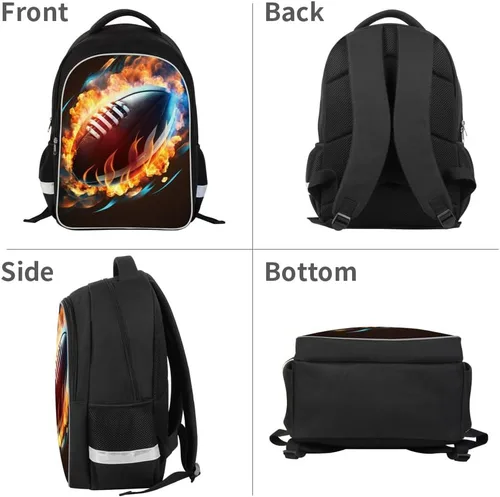 Vista 6 de Mochila de fútbol para la escuela, genial para niños adolescentes, A