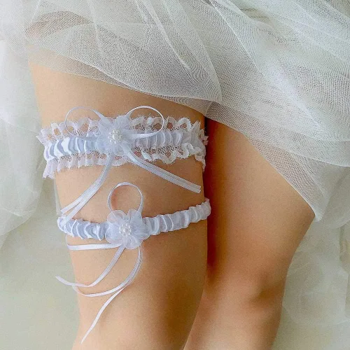 Vista 4 de Ligas de boda para novia, liga de encaje para novia, liguero blanco para mujer, liga de boda, liga de graduación, accesorios de novia