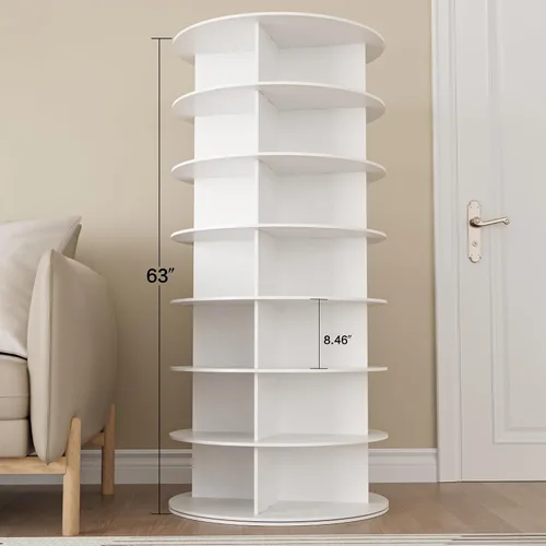 Vista 2 de MAGIC UNION Torre giratoria para zapatos, bolsa giratoria de 7 niveles, organizador Lazy Susan, estante giratorio de 360°, armario de carrusel