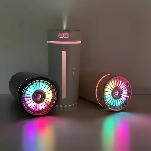 Vista 5 de Humidificador difusor de coche con difusor de aceite esencial, mini humidificador de aire portátil silencioso USB con luz LED, ambientador de Negro