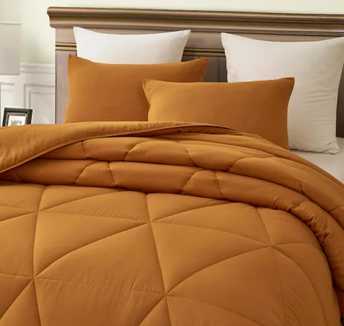 Vista 3 de Chezmoi Collection Rory - Juego de edredón de microfibra acolchada triangular de 2 piezas, ropa de cama geométrica ligera lavada suave, individual