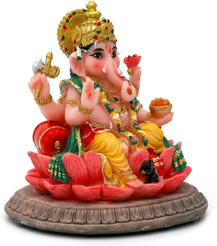 Vista 8 de alikiki Regalos indios, estatua de Lord Ganesha, 3.6 pulgadas de alto, ídolo hindú Ganesha para tablero de instrumentos del automóvil, regalo