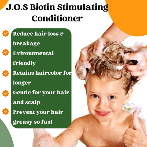 Vista 5 de J'Organic Solutions Acondicionador de cabello estimulante de biotina para niños, promueve un cabello más grueso, más completo, nutritivo y mejora