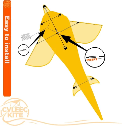 Vista 6 de Shark Kite for Kids & Adults, Outdoor Kite, Perfect for Beginners, Easy to use, Ideal for Beaches, backyards, Grassy Areas