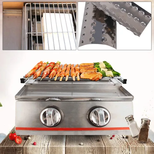 Vista 6 de Parrilla de mesa portátil de gas de 2 quemadores, barbacoas de gas LPG, parrilla de mesa antiadherente, parrilla de gas para fiestas, barbacoas