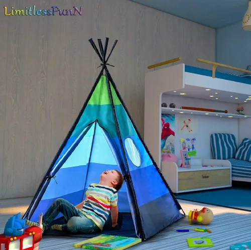 Vista 3 de Tipi Tienda de Juegos para Niños Incluye Luces de Estrellas y Estuche de Transporte Casa de Juegos Interior para Niños, Niños Pequeños, 42" P x