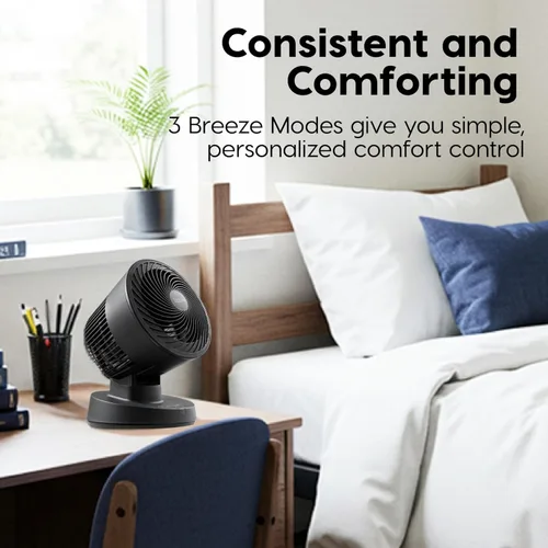 Vista 9 de IRIS USA WOOZOO Ventilador circulador de aire con control remoto, oscilante, 3 velocidades, distancia máxima de aire de 56 pies, inclinación Negro