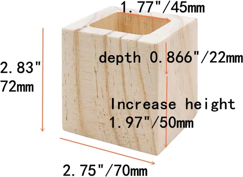 Vista 2 de 4 elevadores de madera cuboideos para muebles de madera, color original sólido para pintar tú mismo, sofá, silla, mesa, aumento de piernas, puerto