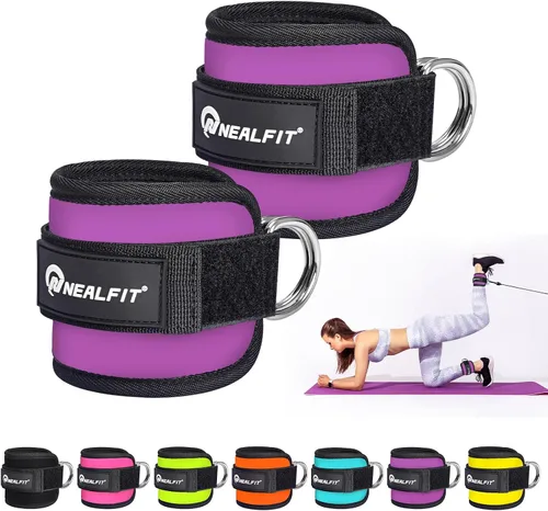 Vista 16 de NEALFIT Correa de tobillo para máquina de cable, tobillera de gimnasio para patadas, extensiones de piernas, entrenamientos de glúteos, abductores