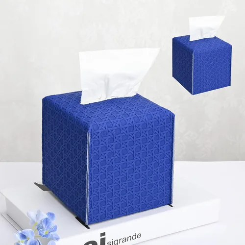 Vista 20 de HOMOTEK Paquete de 2 fundas para caja de pañuelos, soporte cuadrado de piel sintética, organizador de papel decorativo para baño, mesitas de noche