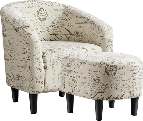 Vista 20 de Yaheetech Silla Accent tipo barril, silla de club de tela de pana, elegante sillón de sherpa peludo con acolchado suave y acogedor, adecuado