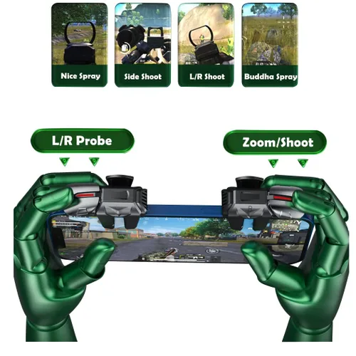 Vista 4 de rinsfox Fox Game Triggers With Finger Sleevs, Mobile Game Controllers 6 Finger, Plug and Play Gaming Trigger for iOS and Android