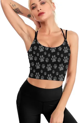 Vista 2 de Workout Tops for Women Padded Sports Bra Crop Top Camisole Yoga Tank Top with Built in Bra Activewear Fitness Gym