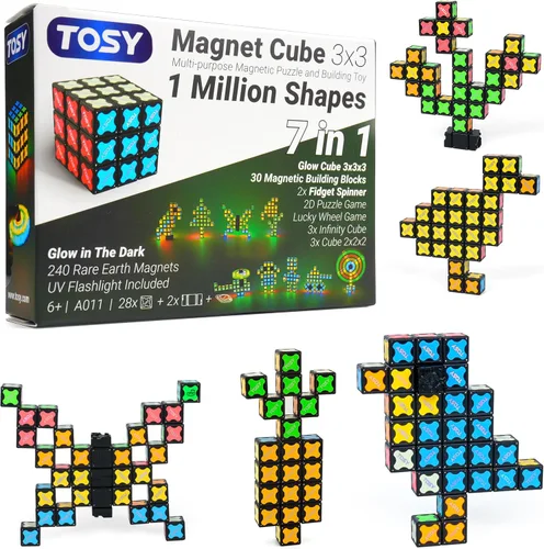 Vista 11 de TOSY Magnet Cube 2x2 - 8 Bloques, Juguete 2 en 1: Cubo de Rompecabezas 2x2x2 y Cubo Infinito Personalizable, Luminoso, Regalo para Relleno de Medias