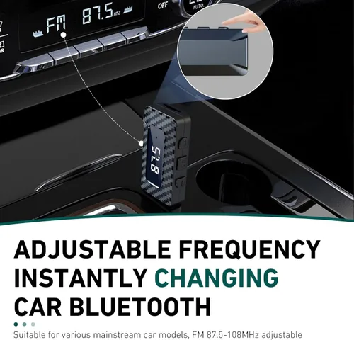 Vista 7 de Receptor USB Bluetooth para automóvil, receptor de audio Bluetooth 5.3, adaptador USB de 0.138 in, adaptador de audio ajustable con pantalla LED
