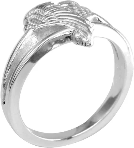 Vista 4 de Anillo de alas de corazón de ángel pequeño, 0.472in en plata de ley