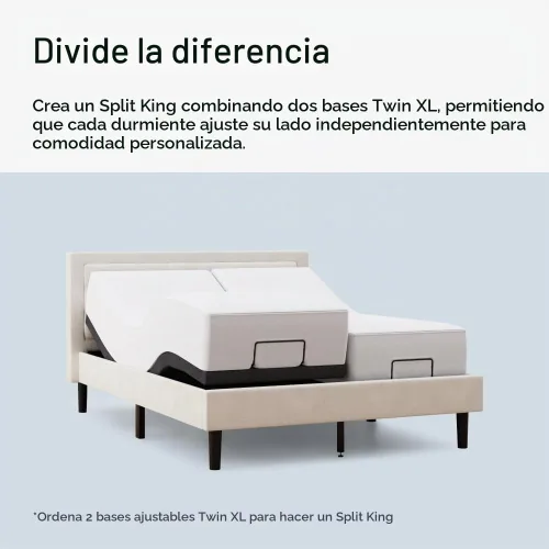 Vista 5 de Adjustable Comfort - Base de cama ajustable tapizada y cómoda 2.0 con motores mejorados, masaje, control remoto inalámbrico, puerto USB