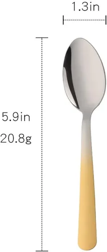 Vista 7 de Juego de 12 cucharas de té, cucharaditas de acero inoxidable de 5.9 pulgadas, cucharas de postre, cucharas pequeñas duraderas, cuchara de helado Oro