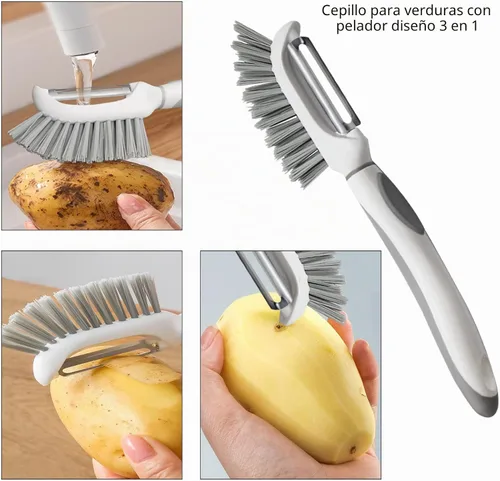 Vista 2 de Openfly Cepillo flexible para frutas y verduras, pelador de verduras/frutas con cepillo de frutas flexible para alimentos, verduras, zanahoria