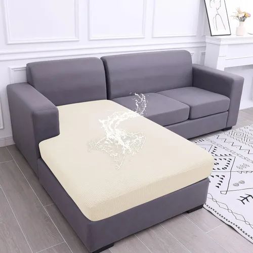 Vista 38 de Fundas impermeables para sofá seccional, fundas de cojín antideslizantes para sofá Ajuste seccional en forma de L, tela jacquard elástica, parte