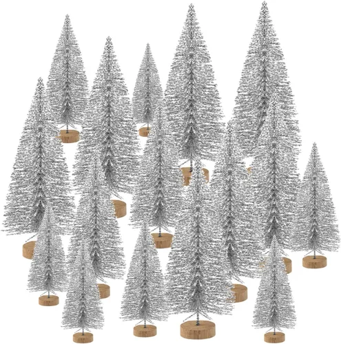 Vista 9 de KUUQA 48Pcs Árboles de Sisal Mini Árboles Cepillo para Botellas Modelos de Diorama Árboles de Navidad en Miniatura para Artesanías, Decoración