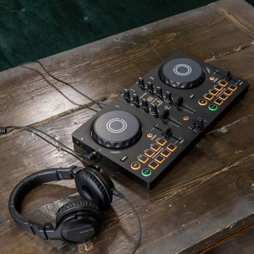 Vista 3 de Paquete de controlador de DJ Alpha Theta DDJ-FLX2 con cable de 0.1 in a RCA