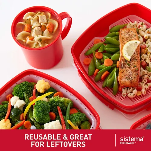 Vista 5 de Sistema Taza de sopa para microondas 25.4 onzas líquidas Recipiente de alimentos para microondas con ventilación de liberación de vapor Sin